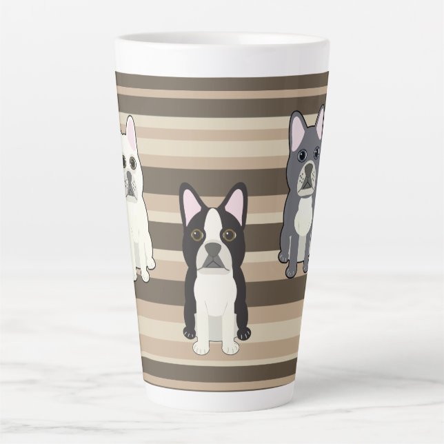 Tasse Latte Frenchies Neutral Striped (Devant)