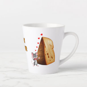 Tasse Latte Fromage my Love dit une souris de dessin sur un bl