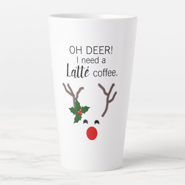 Tasse Latte Funky Christmas Reindeer Modern (Devant)