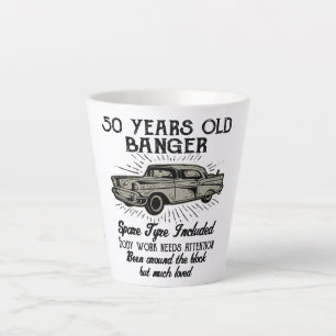 Tasse Latte Funny 50th Birthday Retro Car Banger Date d'ajout