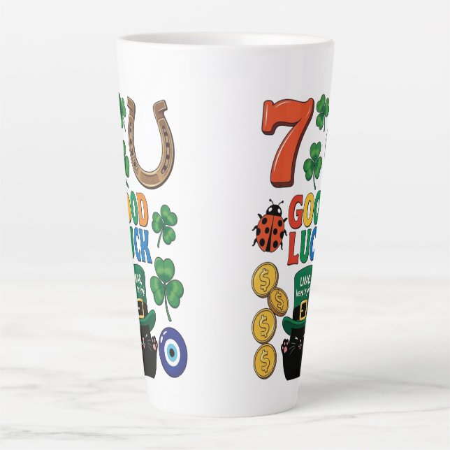 Tasse Latte Funny Black Cat Lucky Charm  St. Patrick's day (Devant)