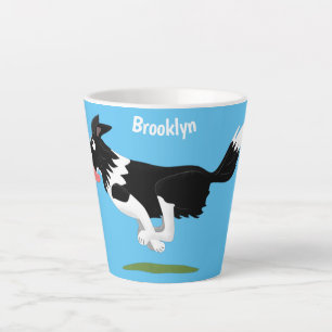 Tasse Latte Funny Border Collie chien en course dessin animé