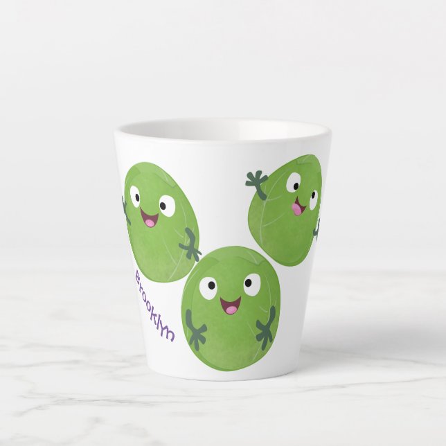 Tasse Latte Funny Brussels sprouts légumes caricature (Devant)