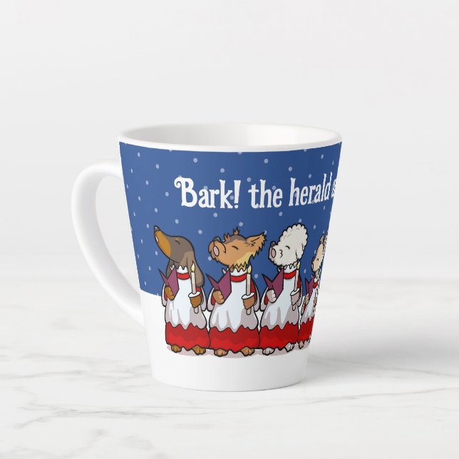 Tasse Latte Funny Carol Singing Dogs Christmas Pug Pomeranian (Angle gauche)