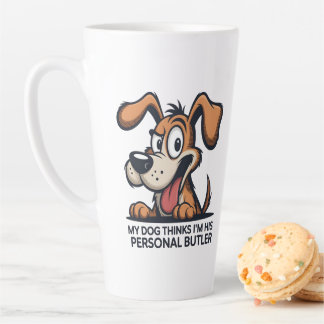Tasse Latte Funny Cartoon Dog Butler Quote