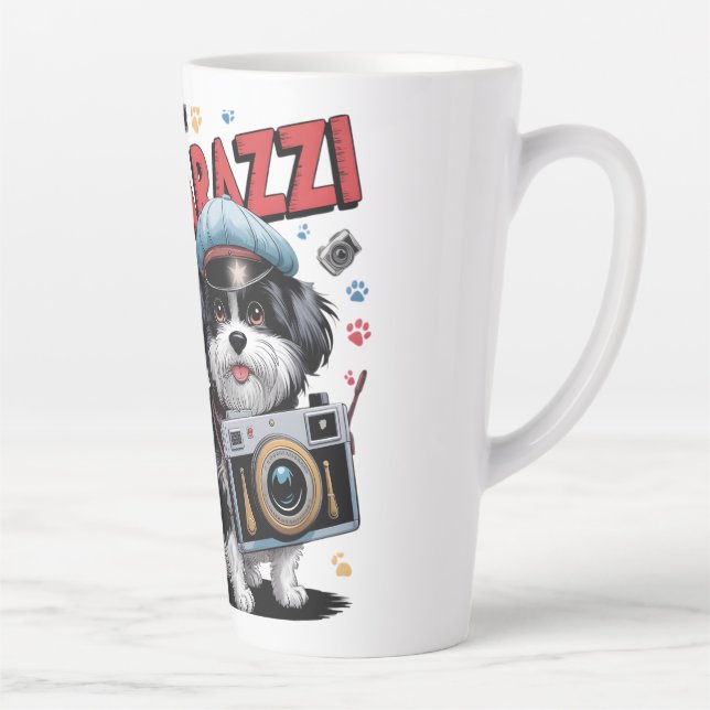 Tasse Latte Funny Chien Photographe Design (Droite)