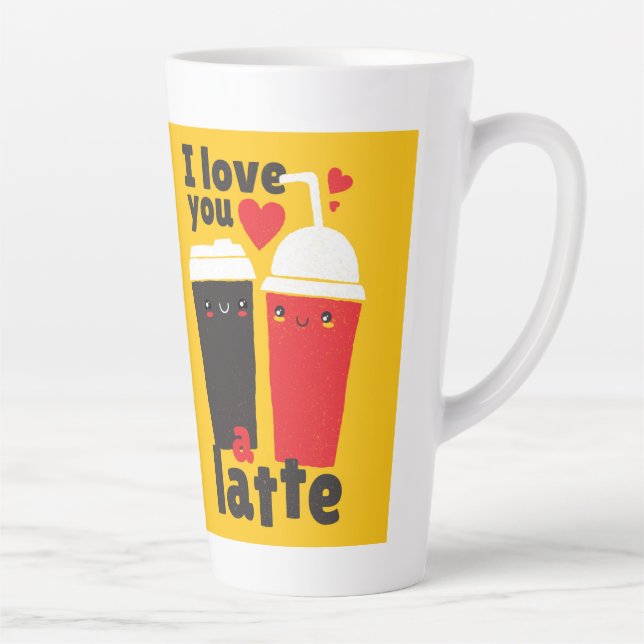 Tasse Latte Funny I Love You LATTE Coffee Valentines Graphics (Droite)