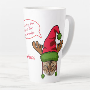 Tasse Latte Funny Photo pour animaux de compagnie à Noël Casqu