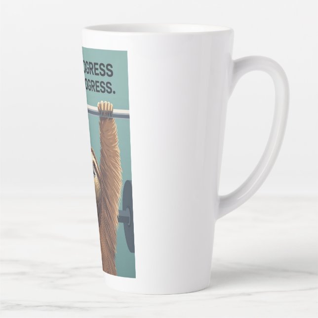 Tasse Latte Funny Sloth Gym Motivation Poster - Slow Progress  (Droite)