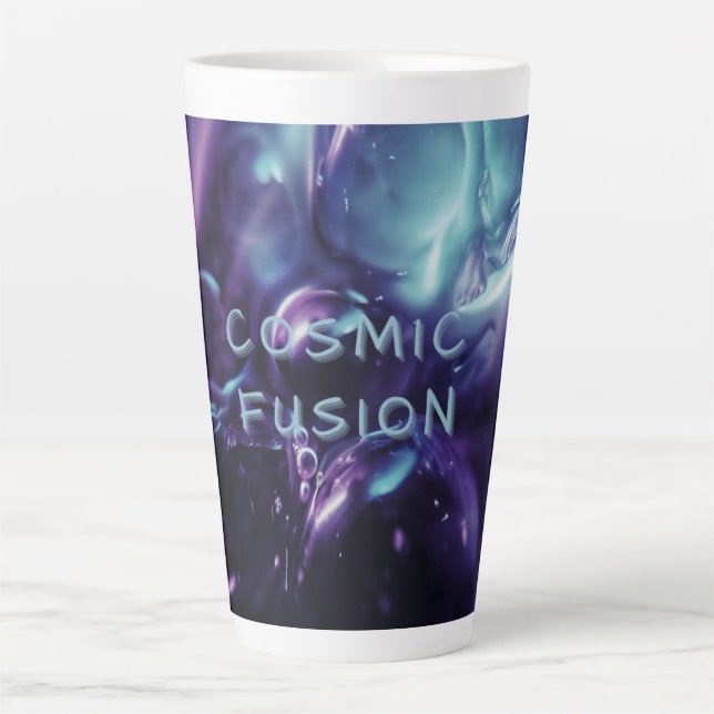 Tasse Latte Fusion Cosmique Abstrait Céleste Galaxie Violette  (Devant)