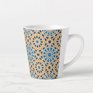 Tasse Latte Geometric Moroccan Tile & Orange Pattern
