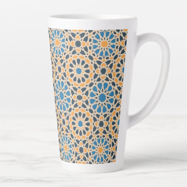Tasse Latte Geometric Moroccan Tile & Orange Pattern (Droite)