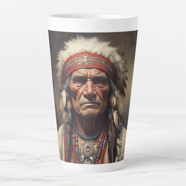 Tasse Latte Geronimo Portrait du chef guerrier indien (Devant)