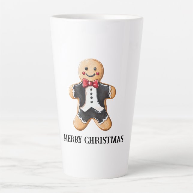 Tasse Latte Gingerbread Homme Cookie en Tuxedo (Devant)