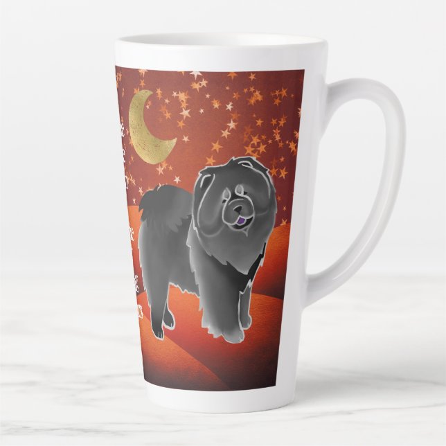 Tasse Latte GINKGO la bouche noire -Texte personnalisable (Droite)
