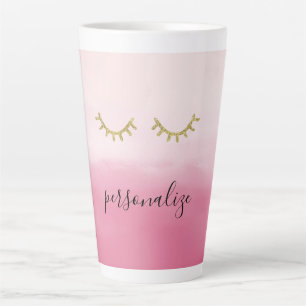 Tasse Latte Girl Gold Glitz Eyelashes rose Ombre