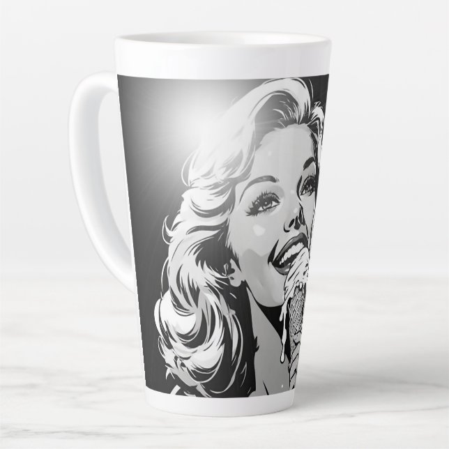 Tasse Latte Glace blonde de style comic graphique BW 50 (Angle gauche)