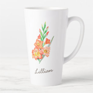Tasse Latte Gladiolus Mois de naissance Fleur pour août