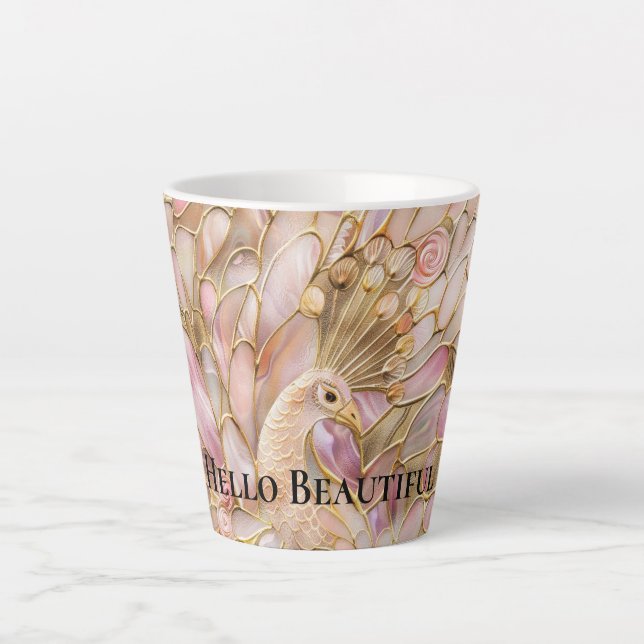 Tasse Latte Glam Gold Chic Pink Peacock (Devant)