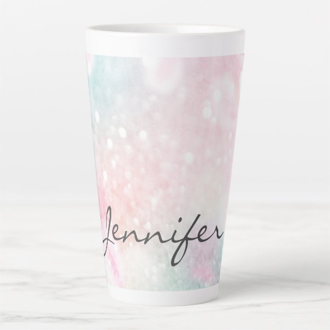 Tasse Latte Glam Parties scintillant rose Pastel Motif fille (Devant)