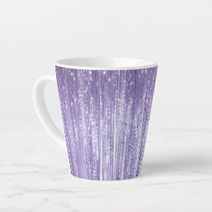 Tasse Latte Glam Purple Lavender Tinsel Stripes Noël