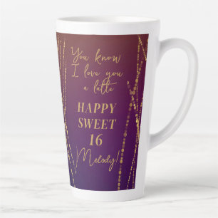 Tasse Latte Glam Sweet tendance 16 Anniversaire Aimez-vous A