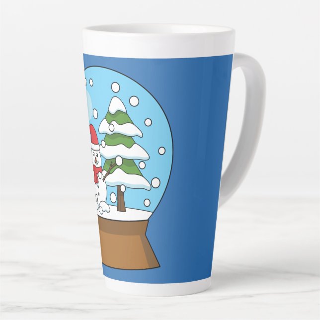 Tasse Latte Globe de neige avec Snowman et Pine Tree (Angle droit)