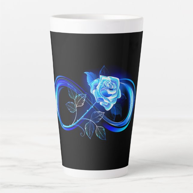 Tasse Latte Glowing infinity with blue rose (Devant)