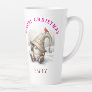 Tasse Latte Gnome de Noël personnalisé à l'aquarelle