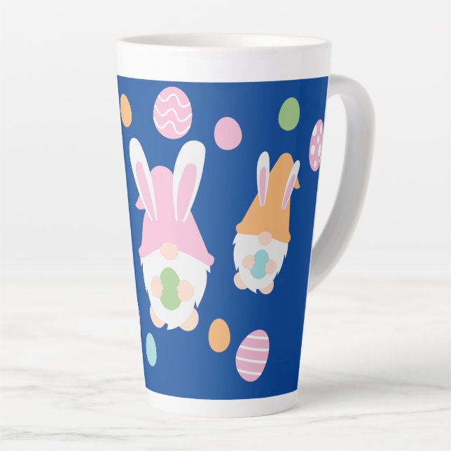 Tasse Latte Gnomes de Pâques avec des OEufs de Pâques (Angle droit)