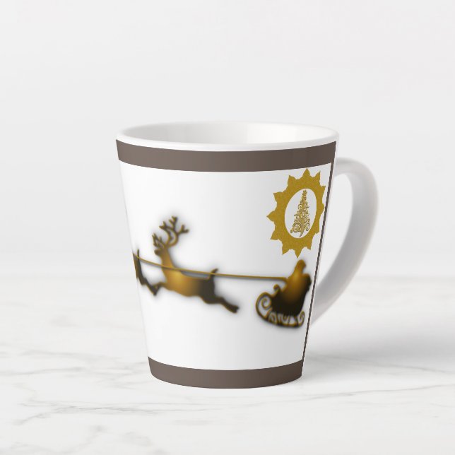 Tasse Latte Golden Deer Christmas Santa Claus Sledge (Angle droit)