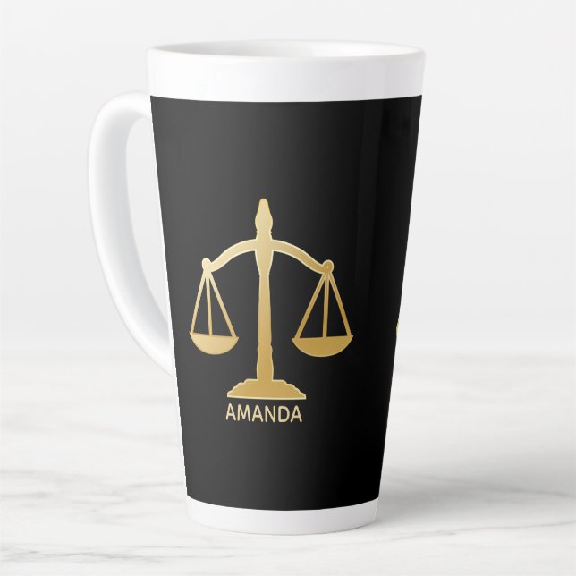 Tasse Latte Golden Scales of Justice Law Theme (Angle gauche)
