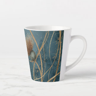 Tasse Latte Golden Thistle Teal Blue Texture Elegance