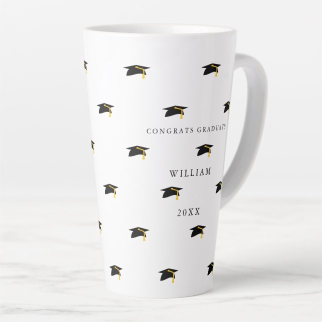 Tasse Latte Graduation de date personnalisée Grande taille (Angle droit)