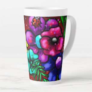 Tasse Latte Graffiti floral en argent massif Fleurs d'art