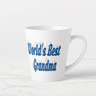 Tasse Latte Grand-mère mer bleu typographie Fête des mères