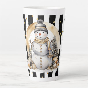Tasse Latte Grand Snowman and Stripes Var06