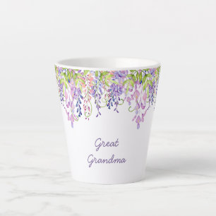 Tasse Latte Grande Grandme Purple Wisteria Aquarelle Florale