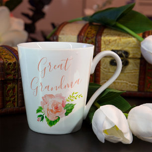 Tasse Latte Grande Rose d'aquarelle rose corail de grand-mère