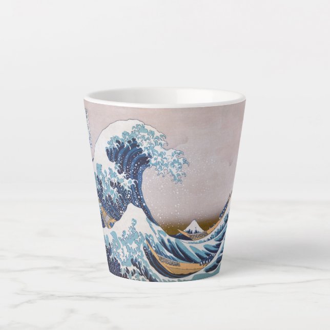 Tasse Latte Grande vague du tsunami Kanagawa Japon par Hokusai (Devant)