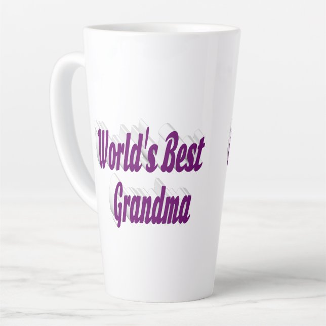 Tasse Latte Grandma typographie violette (Angle gauche)