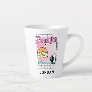Tasse Latte Graphique en grille rétro bambou et floral