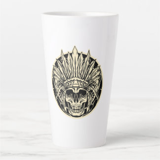 Tasse Latte Graphisme de crâne de chef guerrier