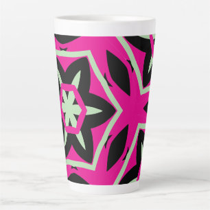 Tasse Latte Gras Moderne noir rose vert