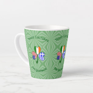 Tasse Latte Grèce irlandais USA drapeaux Shamrock personnalisé