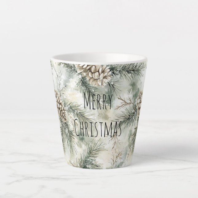 Tasse Latte Green  Pine Cones Christmas (Devant)