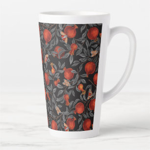 Tasse Latte Grenades et papillons Bella en rouge et gris