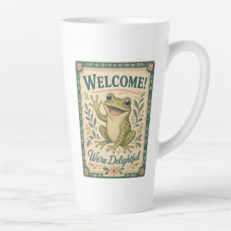 Tasse Latte Grenouille Rétro Bienvenue Nous sommes Ravissants