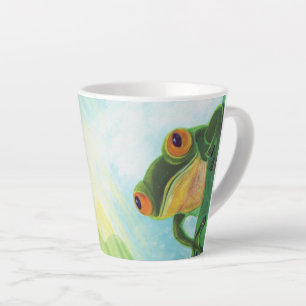 Tasse Latte Grenouille verte attrapant quelques rayons