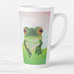 Tasse Latte Grenouille verte Se détendre dans l'étang